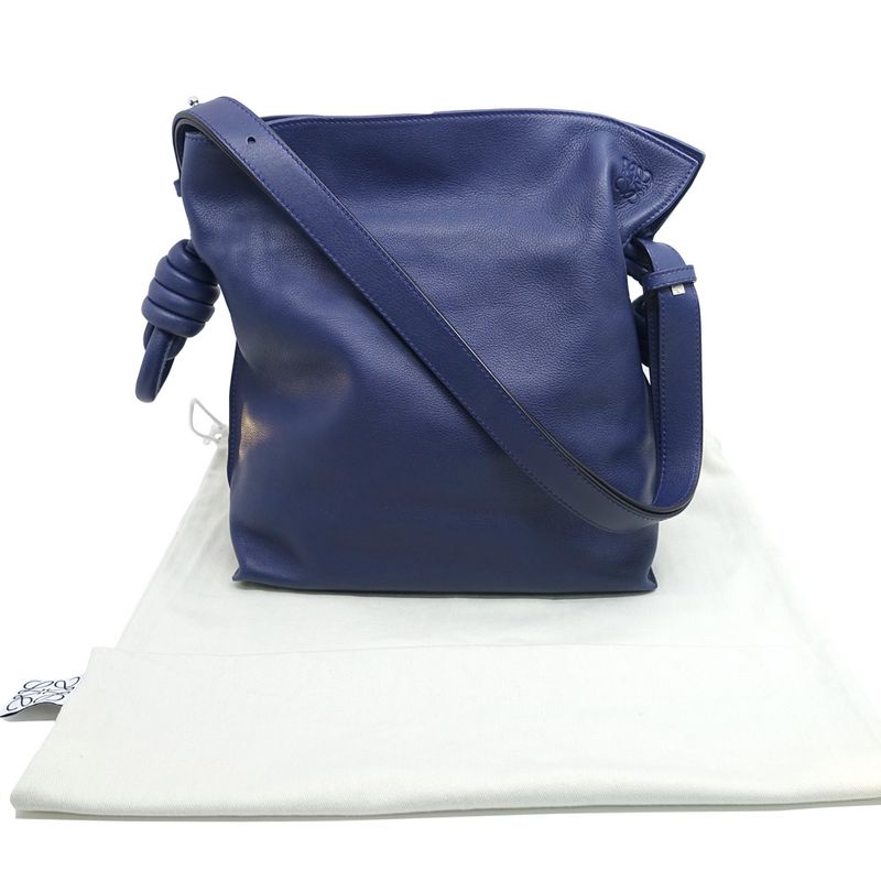 Loewe Flamenco Knot Anagram Shoulder Bag Leather Purple Silver Hardware — view 9