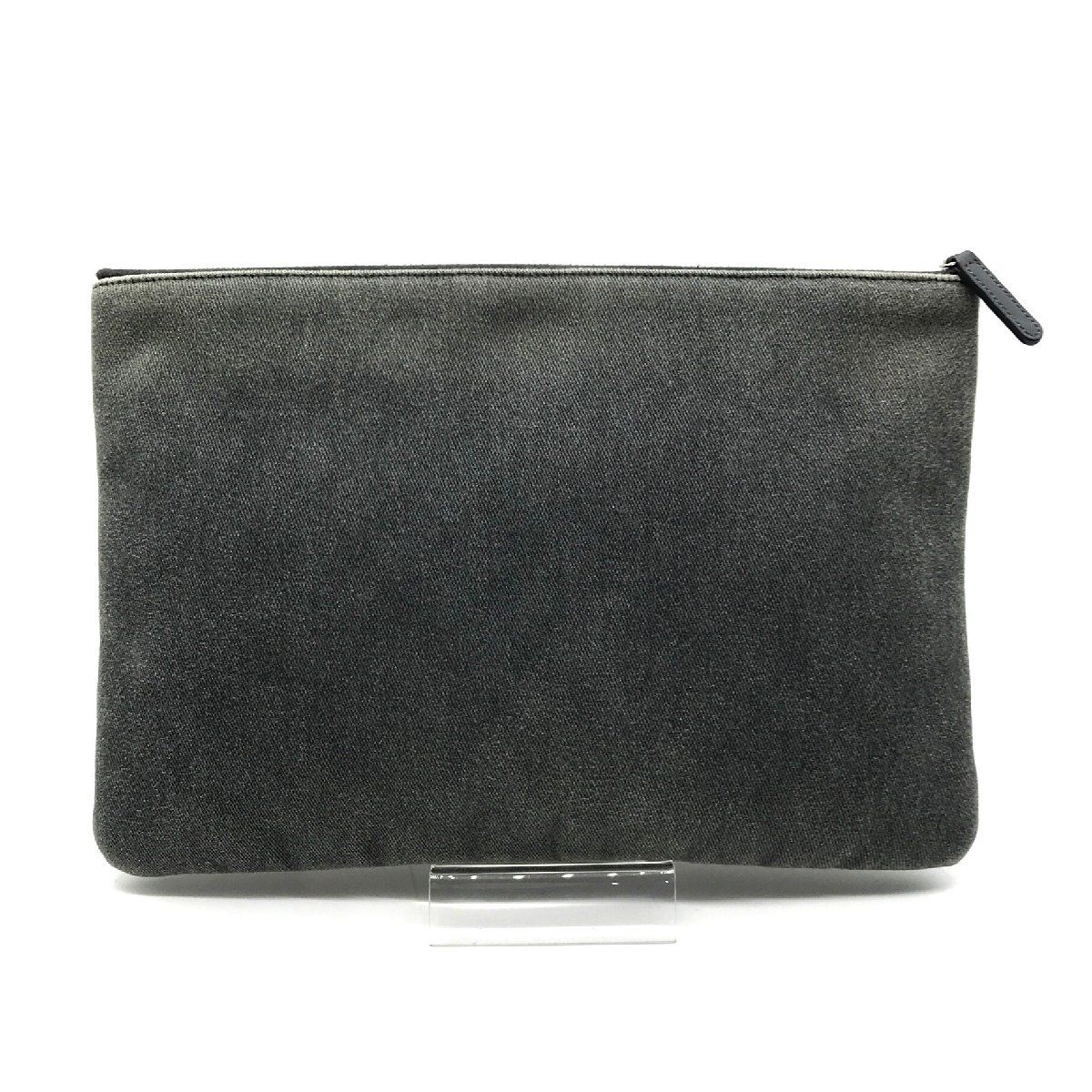 Chanel CC Logo Deauville Denim Sequin Clutch Gray Jeans — view 5