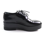 Prada Back Logo Platform Lace Up Leather Shoes Black 35.5 and Storage — view 6