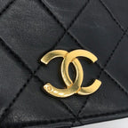 Chanel CC Logo Quilted Lambskin Push Lock Chain Shoulder Bag Black — view 9