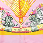 Hermes Rectangle Aloha Pink 100% Silk Scarf Large Accessory — view 9