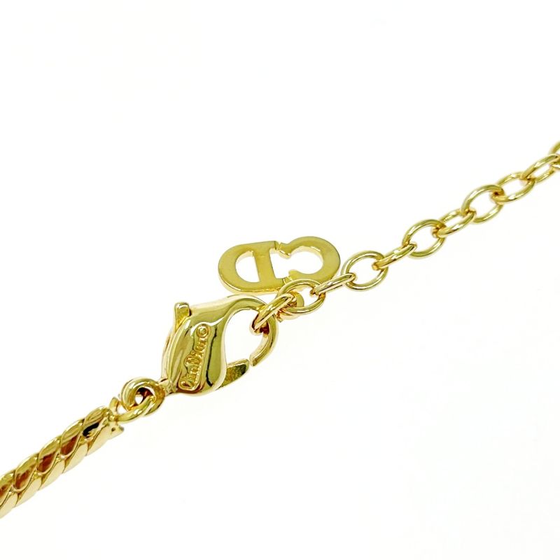 Christian Dior GP Rhinestone Colored Stone CD Logo Necklace Gold Blue — view 7