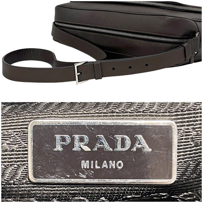 Prada Messenger Bag Brown Shoulder Saffiano — view 5