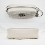 Gucci GG Marmont Shoulder Bag Beige Black Quilted Canvas — view 5