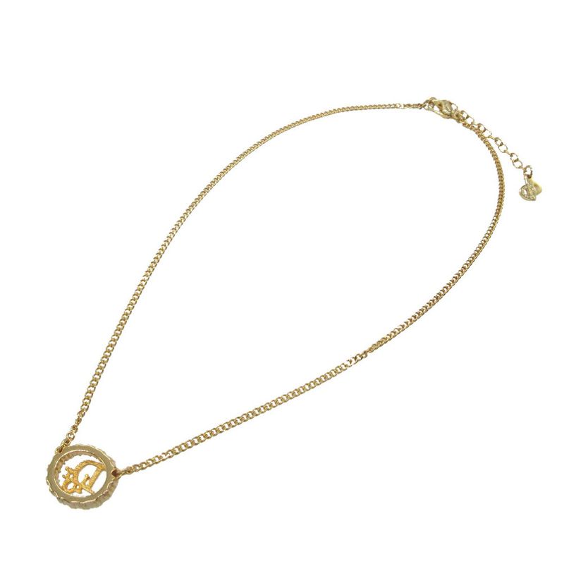 Christian Dior Vintage Logo Oval Necklace Metal Gold 0290 — view 4