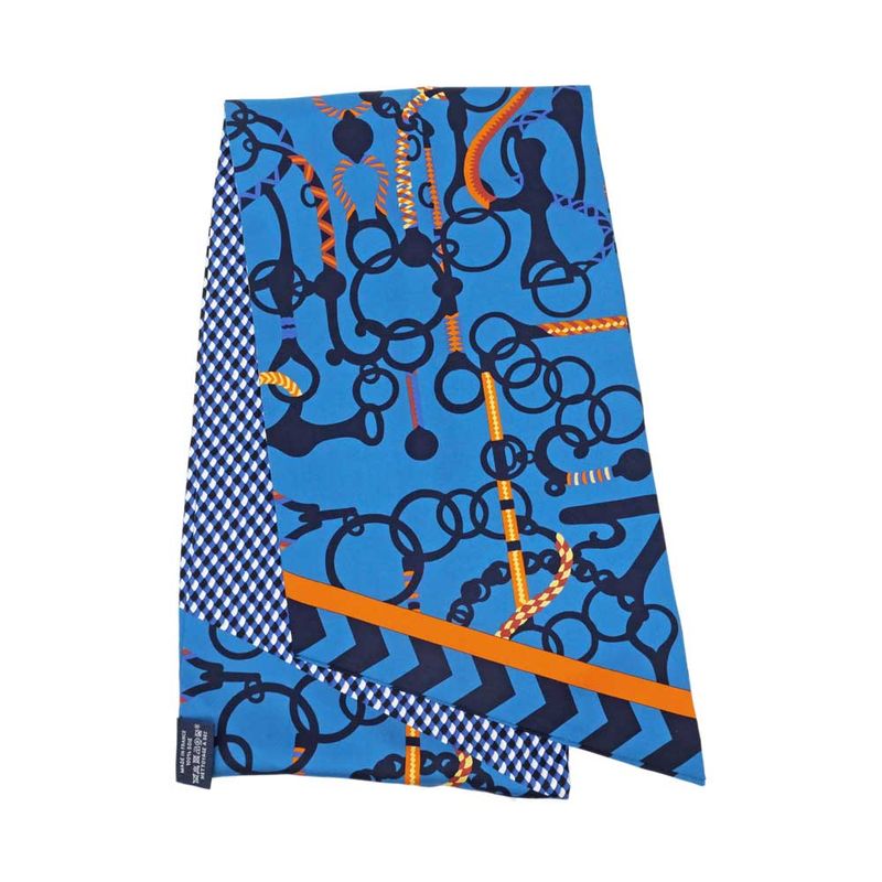 Hermes Maxi Twill Molle Etres Blue Orange Yellow Silk Scarf — view 3