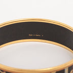 Hermes Emile GM Bangle With Elephant Pattern GP Enamel Gold Black — view 5