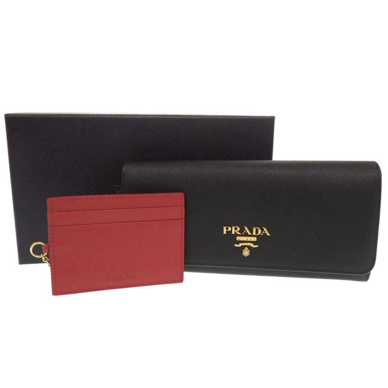 Prada Saffiano Leather Black Long Wallet Bifold 0301 — view 2