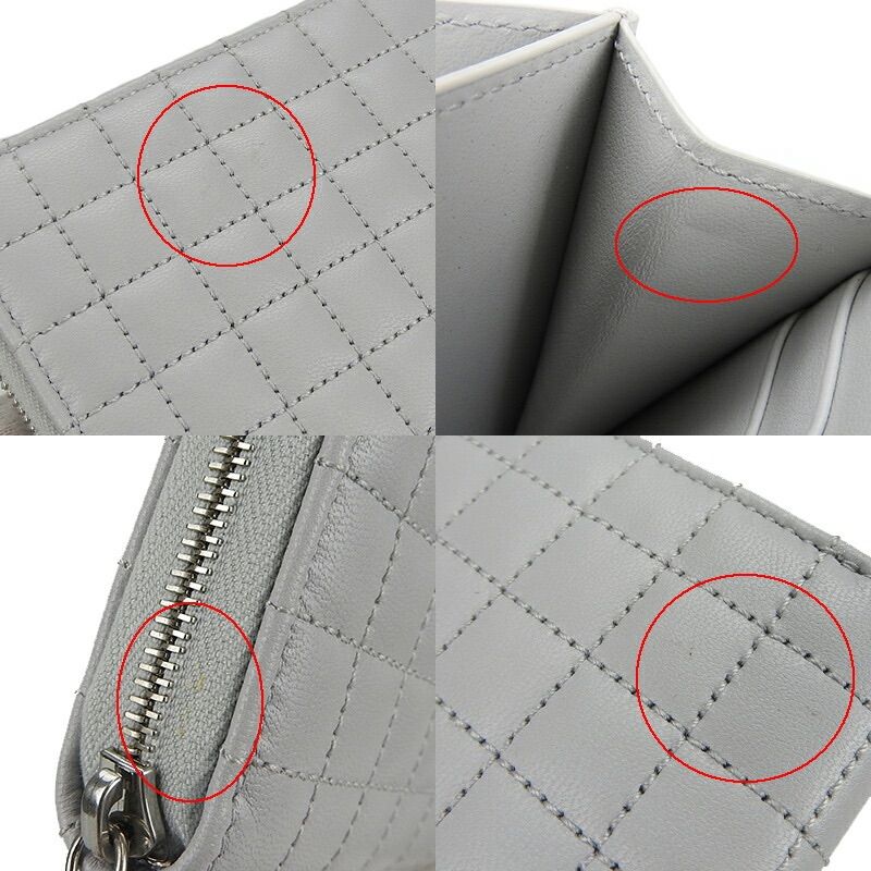 Celine 10 B663 bfl.08 gc Compact Zipped Wallet CC Charm Calfskin Light Grey Silverhar — view 5