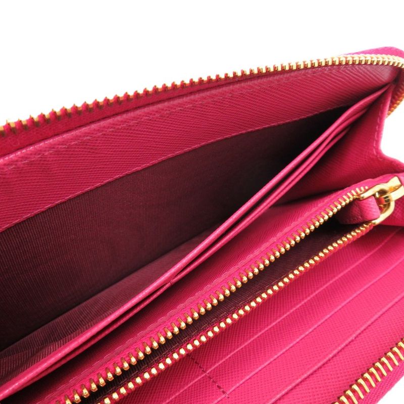 Prada Round Zipper Ribbon 1 M0506 Leather Saffiano Peonia 1211 Long — view 8