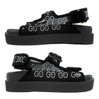 Gucci Sandals Crystal Belt Black Size 36 GG Logo Mesh — view 3