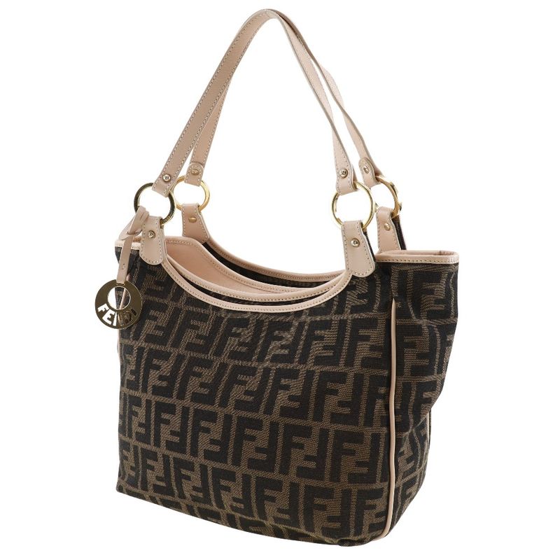 Fendi Zucca Logo Charm 8 Bh156 Canvas Brown Tote Bag — view 2