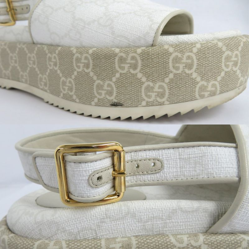 Gucci GG Platform Sandals Back Strap White Beige 36.5 Thick — view 8