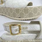 Gucci GG Platform Sandals Back Strap White Beige 36.5 Thick — view 8