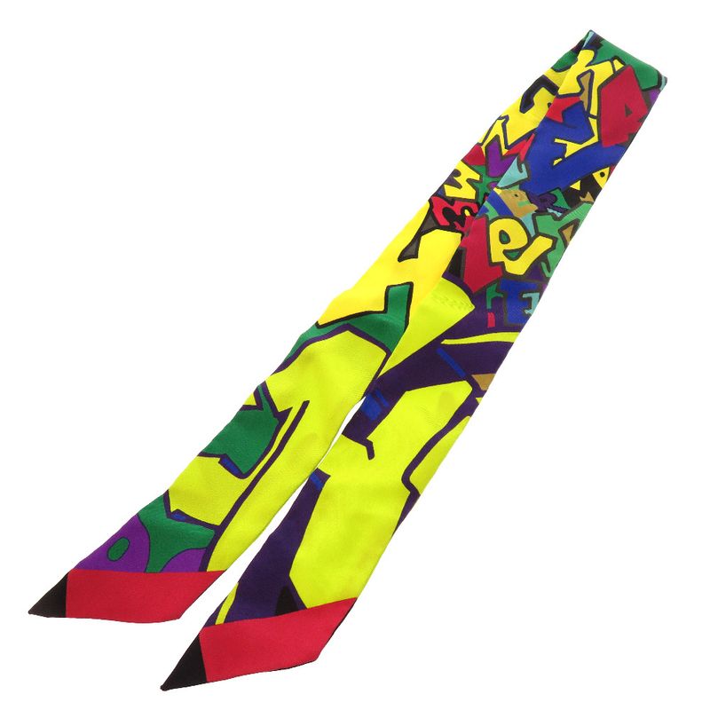 Hermes Twilly Graffiti Silk Yellow Green Scarf 1234 — view 2