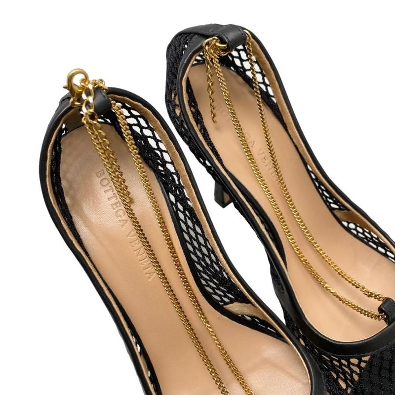 Bottega Veneta Stretch Pumps Mesh Chain High Heel 38 1 2 Nero — view 7