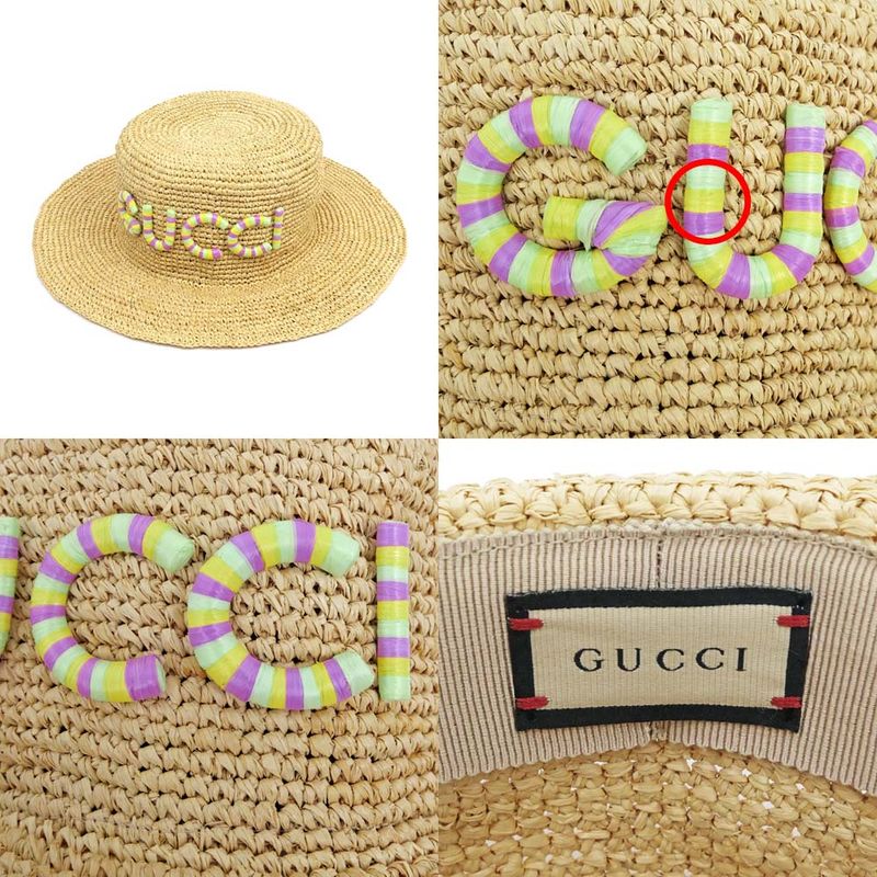 Gucci Straw Hat S Size 56 cm Beige Multicolor — view 7