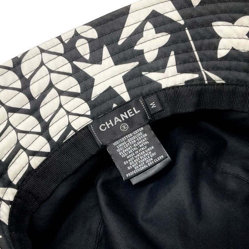 Chanel Hat Cotton Black White Bucket Coco Mark Logo — view 6
