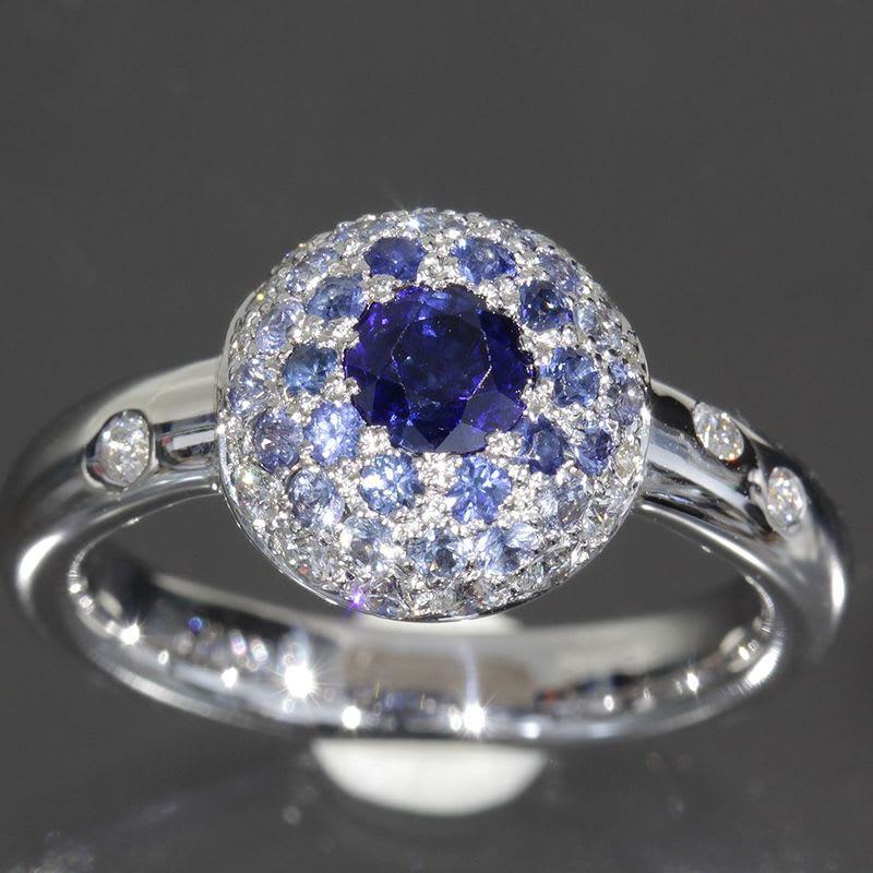 Chanel Sapphire Diamond Ring 18K White Gold 750 E0969 — view 3