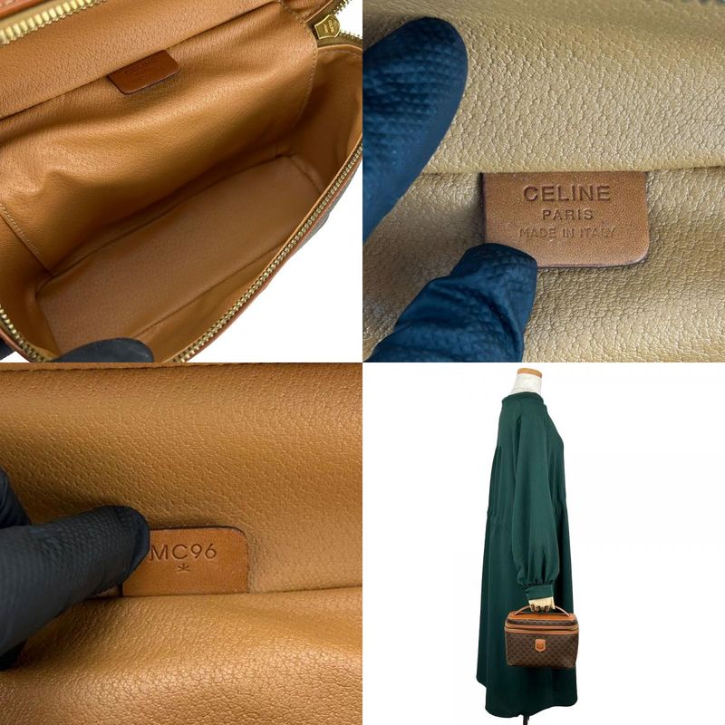 Celine Handbag Macadam Leather Brown Gold Hardware Vanity Bag Pouch — view 9