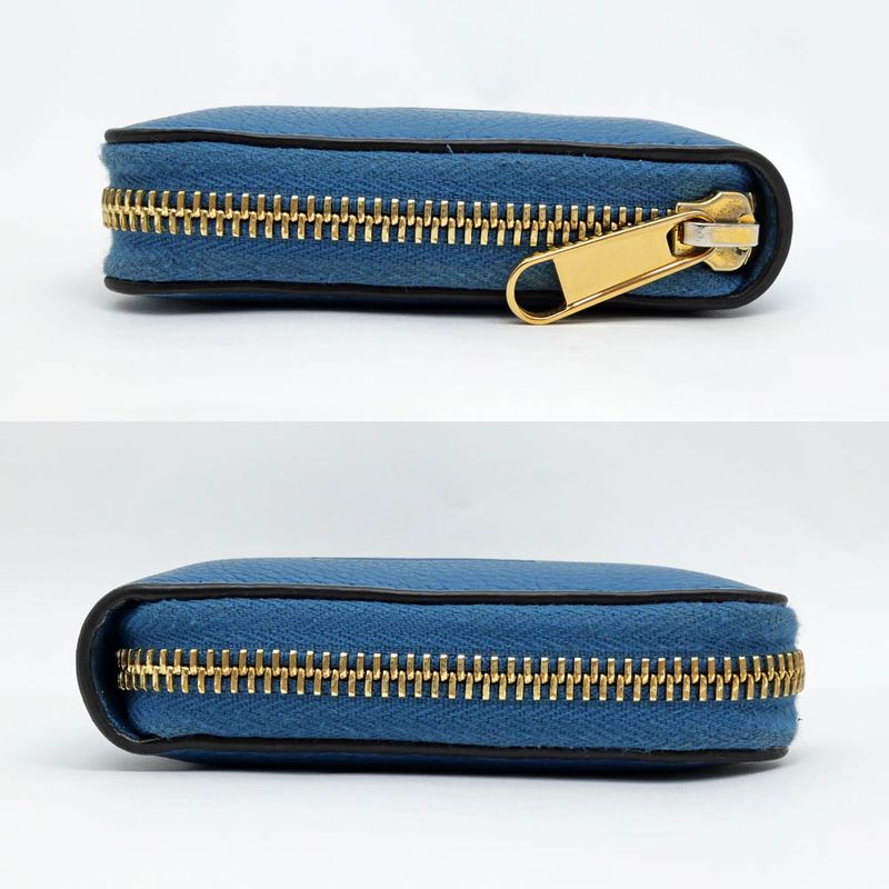 Gucci Logo Zip Around Wallet Blue Long Leather — view 3