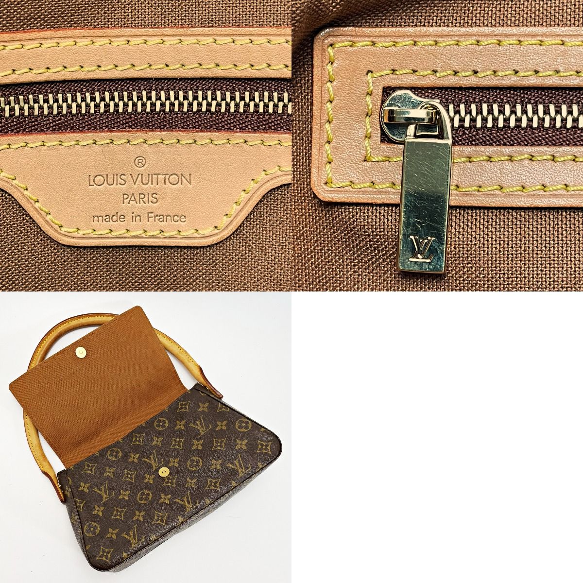 Louis Vuitton Monogram Mini Looping Brown Handbag Gold Hardware — view 5
