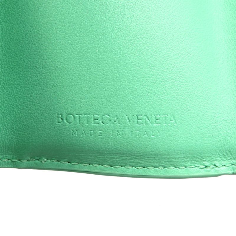 Bottega Veneta Intrecciato Compact Wallet Calf Silver Hardware Green Trifold — view 7