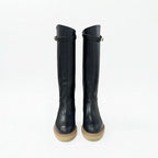 Hermes Boots Long Shoes Leather Black Silver Kelly Hardware — view 2