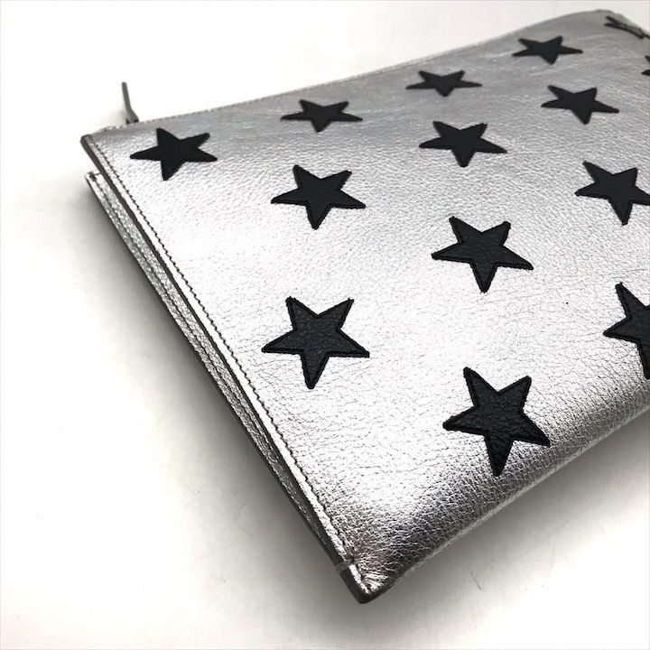 Saint Laurent Star Patchwork Metallic Leather Clutch Pochette Pouch Case — view 5