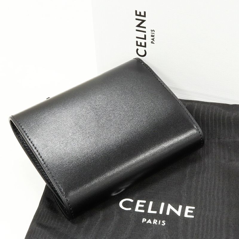 Celine Bifold Wallet With Coin Purse Triomphe Small Flap Shiny Calfskin — view 5