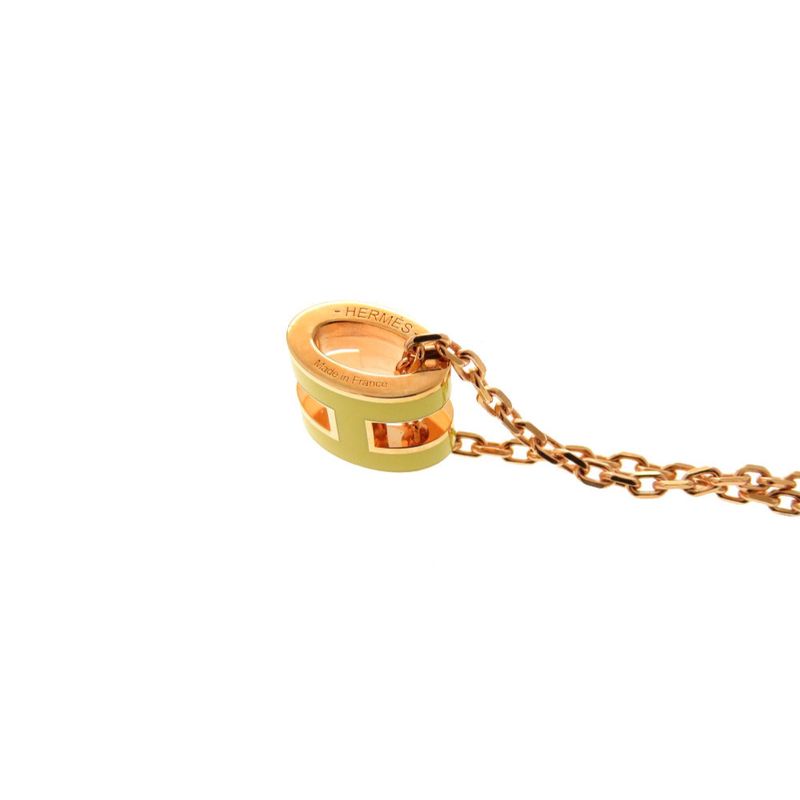 Hermes Mini Pop Ash H Yellow Rose Gold Hardware Necklace Accessories 1027 — view 5