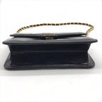 Chanel CC Logo Patent Push Lock Chain Shoulder Bag Black Purse — view 3