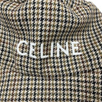 Celine Hat Wool Brown Logo Houndstooth Bucket — view 6
