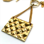Chanel CC Logo Quilted Bag Necklace Gold Vintage — view 2