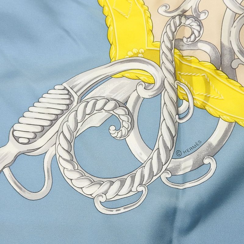 Hermes Scarf Carre 90 Silk Multicolor Ice Blue Yellow LIFT Profile — view 7