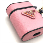 Prada Air Pods Case Triangle Logo Saffiano Leather Strap Pink Shoulder Bag — view 6