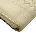 Bottega Veneta Round Zipper Long Wallet Cream Intrecciato — view 5
