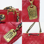 Chanel Shoulder Bag Bicolore Chain Lambskin Red Gold Hardware Mini Drawstrin — view 5