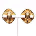 Chanel Rhombic Shape Quilted Vintage Gold Plated 15.2 g Earrings — view 4