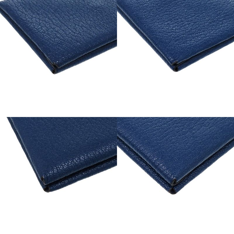 Hermes Calvi Duo Chevre Deep Blue Engraved B 0850 Card Case — view 5