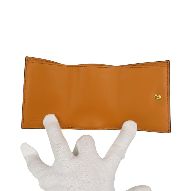 Fendi Fize 8 M0395 Karung Leather Gold Hardware Yellow Trifold Wallet 1050 — view 4