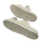 Christian Dioract Sandals Shoes Leather Ivory Gold Logo Velcro Strap — view 6