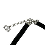 Christian Dior Ja Necklace Pendant Choker Black Silver Velvet Rhinestone — view 5