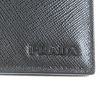 Prada 2 Mo004 Logo Plate Saffiano Martic Leather Bifold Card Case Billfold Nero — view 8