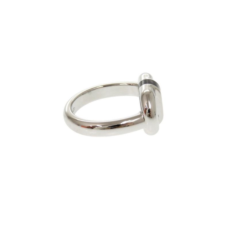 Hermes Myon Size T60 Metal Silver Black Ring 1082 — view 5