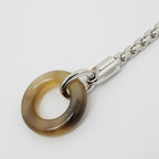 Hermes Meri Melo Necklace Buffalo Horn Metal Silver H Cube — view 3