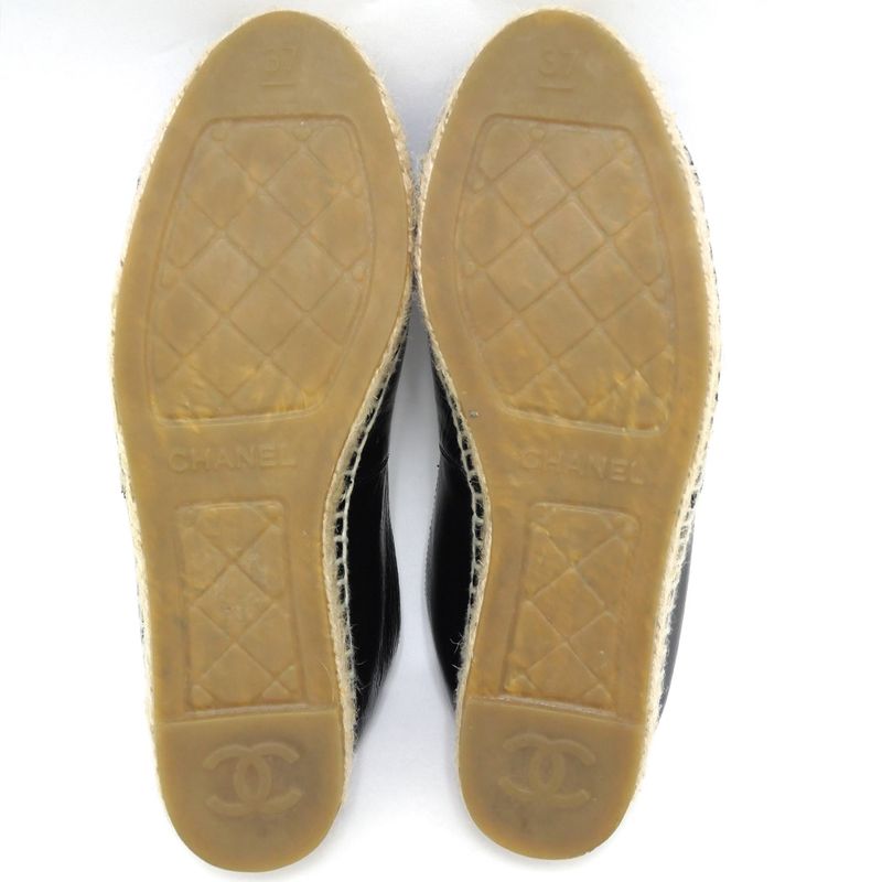 Chanel Espadrilles Coco Mark Bijoux Black Patent Leather 20 C 37 — view 6
