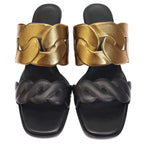 Hermes Gaby Sandals 60 Heel Black Gold 37 1 2 — view 7