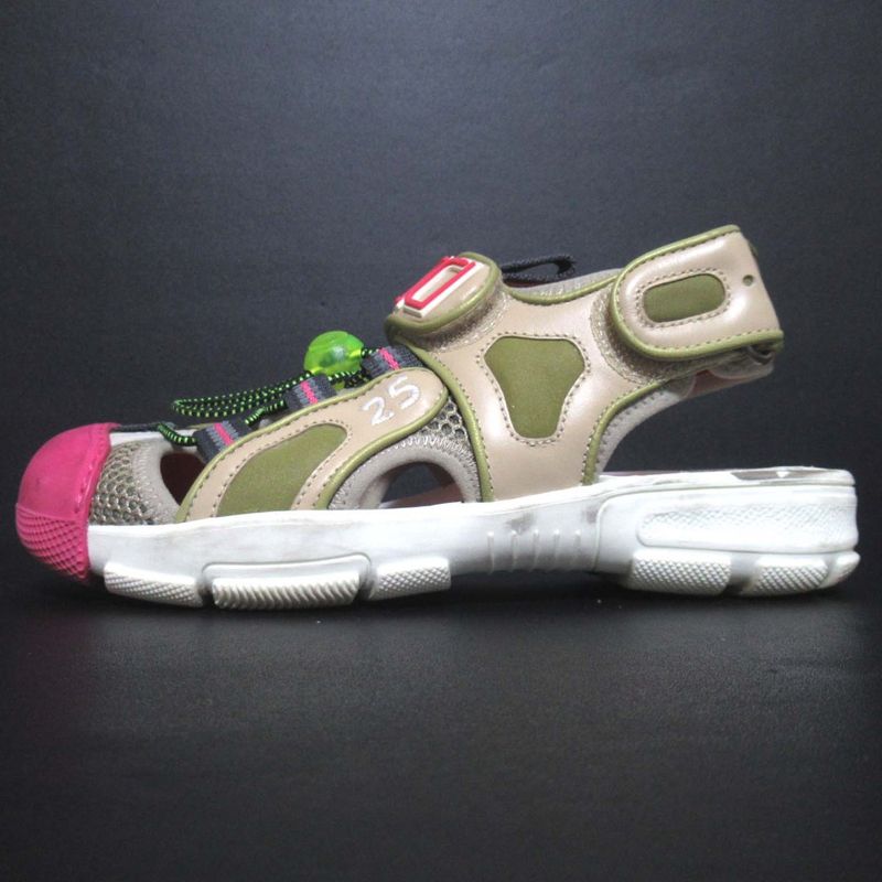 Gucci Mesh Velcro Sandals Size 34 Beige Multicolor — view 2