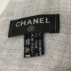 Chanel CC Logo Cashmere Blend Large Shawl Gray Scarf — view 7
